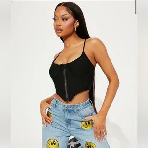 Fashion Nova Rhinestone Zipper Bustier